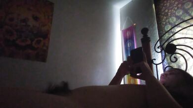 Naked hairy girl shops online in her bushy glory