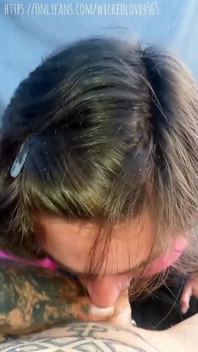 Sexy deepthroat on huge cock throat pie POV
