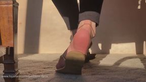 Under Table Ignore - Crossed Soles and Flip Flops