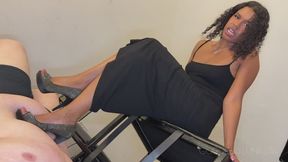 Can you take a full weight trampling ? - Ebony Goddess Luna Law tests and tramples her bruised human carpet with high heels, Ebony Female Domination, Femdom, Foot fetish