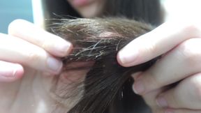 An Indian Girl Combs Her Hair Naked, Then Makes an Asmr Video of Herself Combing Her Hair, Then Shows It up Close, Making Asmr