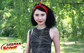 German Scout - Small Goth Teen Joena Talk to Casting Fuck