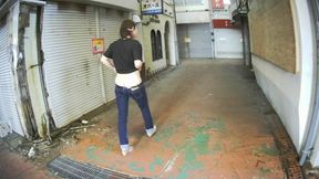 MILF in ultra low rise jeans outdoors..