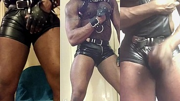 PVC Shorts Butt and Titplay Wank & Heavy Cum