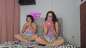 Marianna and Tiffany hug pop crystal balloons