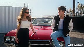 Milf Justine Fucks Young Stud In His Classic Car