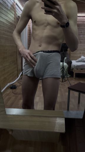 Jerking off a Big Fat Cock in Front of the Mirror