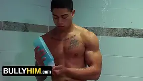Geek Twink 18+ Takes It Raw in the Shower – Campus Bully Claims His Ass