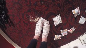 Sophie Stepping On Bags Of Potato Chips Beneath Her Converse POV