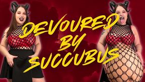 devoured by succubus - creature from hell, sydney screams, appears in your bedroom and swallows you whole, making her belly expand as you slowly digest - same size vore, erotic horror, demon femdom