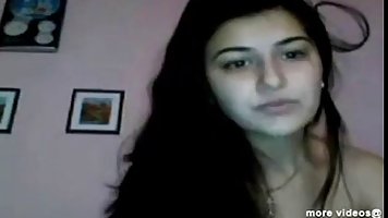 Indian brunette is showing her nice tits on web cam, because it excites her a lot