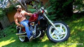 Maskurbate Hunky Biker Jerks Dick Outside