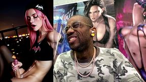transgender super hero jerking off and cumming all over her face and body, ai generated