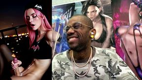 transgender super hero jerking off and cumming all over her face and body, ai generated