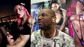 transgender super hero jerking off and cumming all over her face and body, ai generated