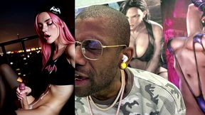 transgender super hero jerking off and cumming all over her face and body, ai generated