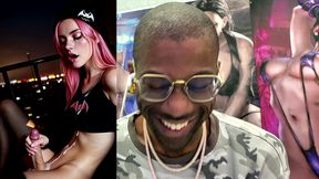 transgender super hero jerking off and cumming all over her face and body, ai generated