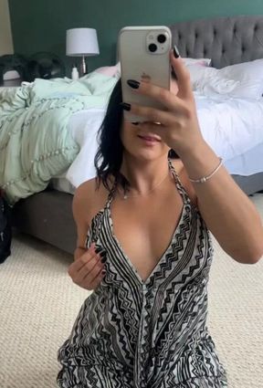 Horny MILF in Summer Dress Playing with Her Tits