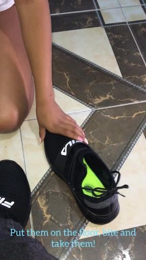 Submissive Stepdaughter Playing Like a Puppy and Drinking Her Own and Her Owner's Piss (urine)