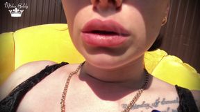 Hookah smoking outdoor & big lips tease