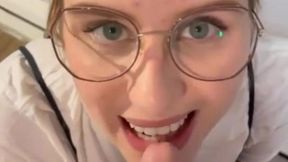 Blonde German teen gives a facial