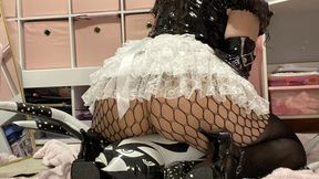 Goth girl Inflates and heel pops spider inflatable