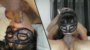 Young amateur slut gags on biggest cock in deepthroat 69