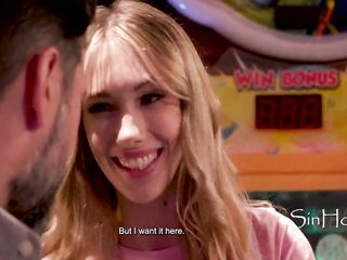 Stepdaughter Seduces Stepfather in Empty Arcade