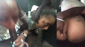 ebony slut gives public blowjob in car