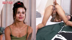 Hot tattooed German babe plays with anal toys