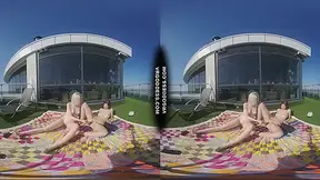 2 Hot Chicks Rebeka Ruby And Ingrida Masturbating In The Sun With Glass Dildos Bubbles And Sunbathing