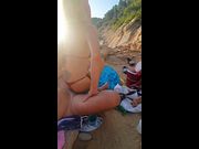 Huge cumshot at the beach