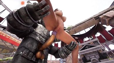 Lara Croft couldn't resist and gave herself to the awakened statue in front of 1,000 spectators in the arena. part 2