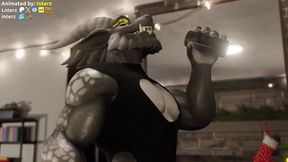 Santa’s hyper muscle growth destroys his tight furry hole