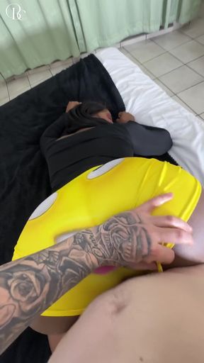 White Guy Cums on a Big Ass Black Girls Clothes