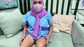 Hijab Girl patient feeling bored and alone at luxury Hospital kuala lumpur malaysia