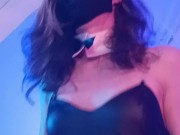Trans Girl Rides BIG TOY With Her Dick Flopping Around in Bunny Suit