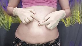 Belly and navel fetish with latex gloves (wmv)