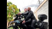 Fucking on the bike with huge creampie, in a hot outdoors