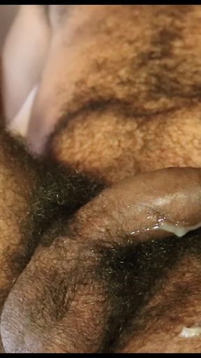 Hairy Male Spills Cum on His Leg