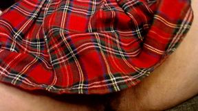 Sexy Pussy Under Short Plaid Skirt