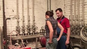 Horny milf fucking hard with her plumber