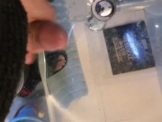 Hot guy jerks off moaning in the mirror