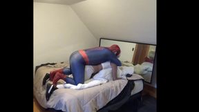 Spiderman Fucks Blonde Sex Doll Wearing Leggings And Crop Top