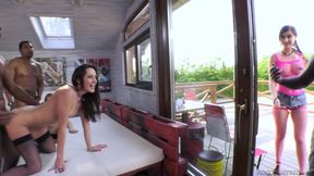 4-On-3 Interracial Gang Bang BBC Orgy