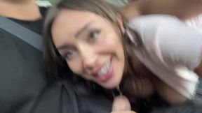 College Girl Enjoys Car Sex and Satisfying Blowjob