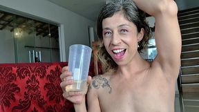 hot milf housewife squirting while anal fuck and drinking a lots of her own squirt