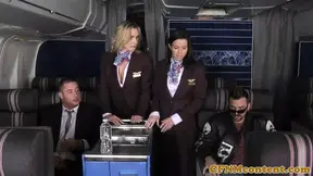 Assfucked CFNM stewardess joins mile high club