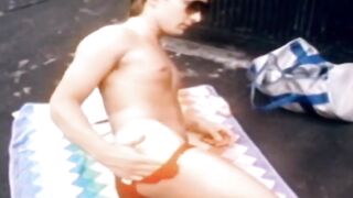 RetroDudes.com - Stud tugs his cock until shooting a huge load of cum