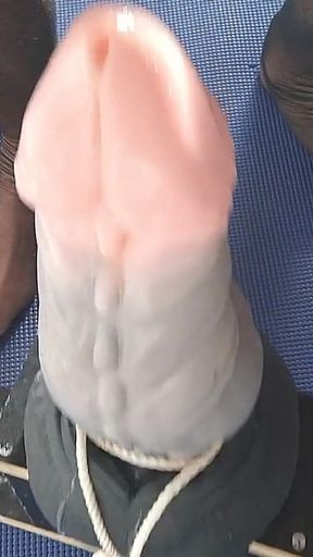 Crossdresser Strips Fucks Extreme Dildo Masturbates and Cums in Lingerie